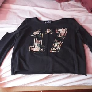 Grey cutout shoulder top